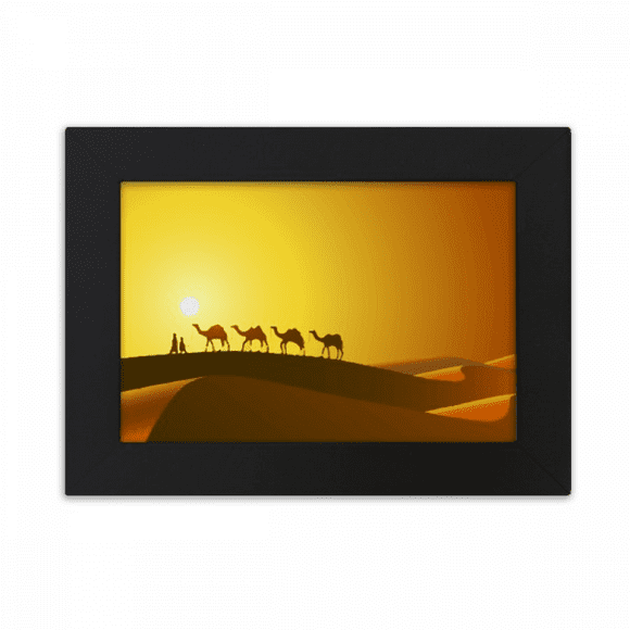 Sunset All the Way to the Silk Road Camel Desert Desktop Photo Frame Ornaments Picture Art Painting