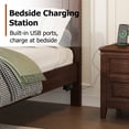 thumbnail image 3 of Mirightone Wood Queen Bed Frame with Tall Headboard and Footboard, USB Charging Station, Rustic Queen Panel Bed with Under Bed Storage, Farmhouse Style, Noise-Free, Walnut, 3 of 9