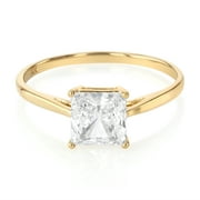 Ioka - 14K Solid Yellow Gold Princess Cut CZ Wedding Engagement Ring - Size 4.5
