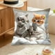 thumbnail image 5 of Funda de almohada con estampado de gatos jugando con el teléfono | Cojín decorativo multicolor de 45 x 45 cm para sofá cama y salón, 5 of 5