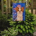 thumbnail image 2 of Longhaired Red and White Chihuahua USA American Flag Garden Size 11.25 in x 15.5 in, 2 of 5