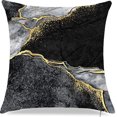 thumbnail image 3 of Yoyauz Home Decorative Throw Pillow Covers Marble Pattern, Abstract Swirl Marble Stone Set of 2 Pillow Case Cushion Cover for Sofa Couch Bed Farmhouse Pillows Covers Decor 18x18 Inch,Black Gold, 3 of 5