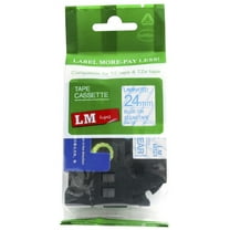 1/Pack LM Tapes - Premium 1" Blue Print on Clear Label (24mm 0.94 Laminated) Compatible with TZe-153 P-touch Tape and comes with a great Tape Color/Size Guide for easy reordering.