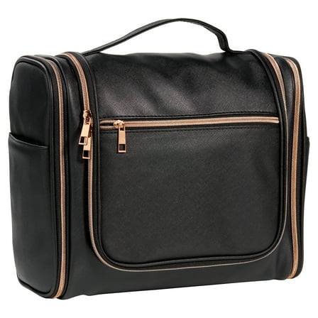 Walmart Makeup and Cosmetic Carry All Travel Toiletry Bag with Hanging Hook for Adult , Black ,14" x 5.5" x 10.5", 1 Count