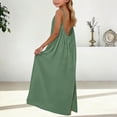 thumbnail image 4 of WAYUTE Girls Dress Sleeveless Flowy Spaghetti Strap Sundress with Pockets Solid Color Comfort Casual Summer Dailywear, 4 of 6