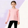 thumbnail image 3 of KyCheLot Girls Dressy T Shirt Solid Color Ruffle Long Sleeve Crewneck Cotton Blouse Tops School Daily 3-14 Years, 3 of 6
