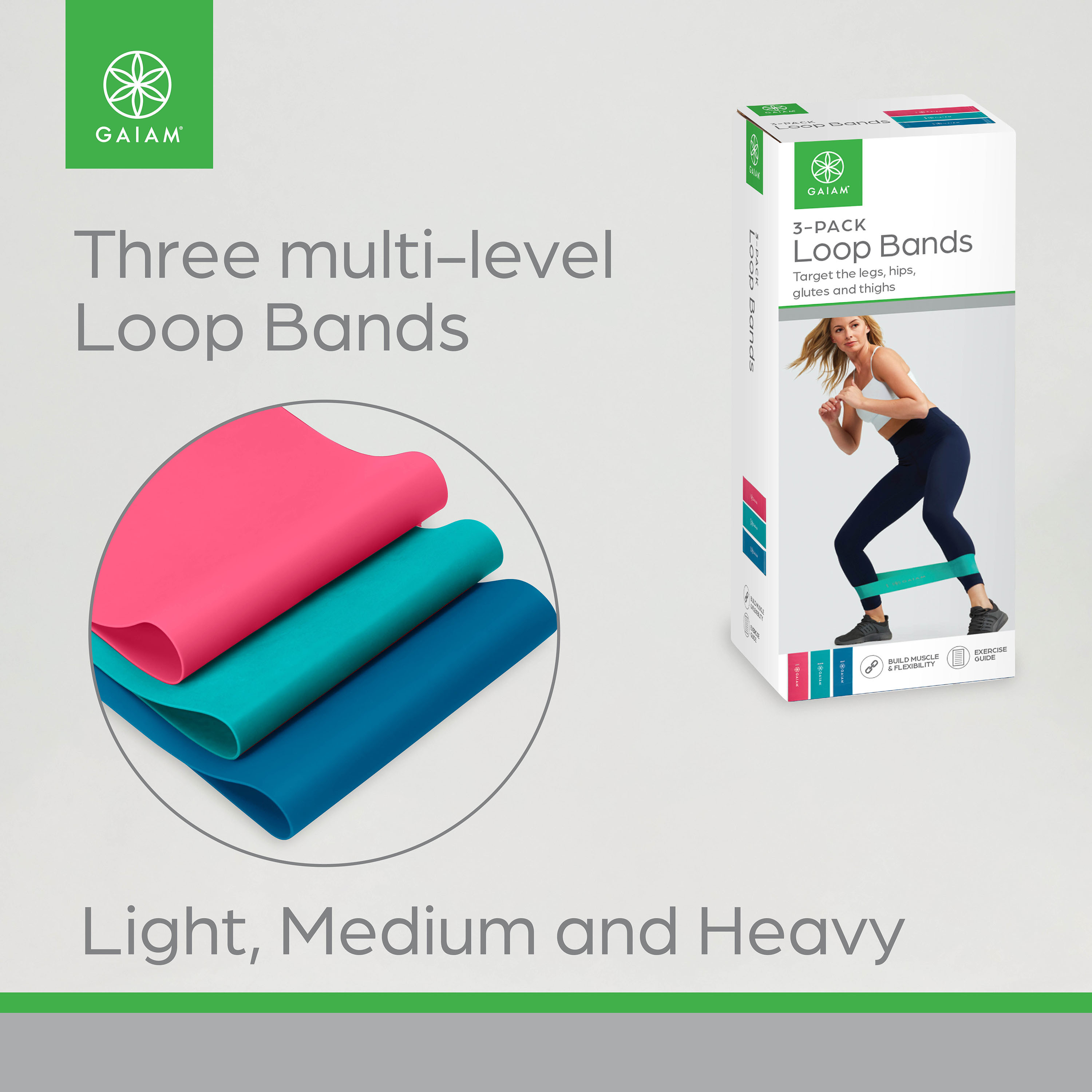 Gaiam Loop Resistance Exercise Bands 3-Piece Set photo 3