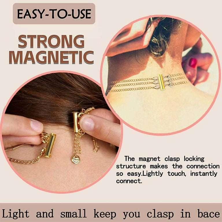 Necklace Layering Clasps, 14K Gold Plated Necklace Separator for Layering  Multiple Strands Strong Magnetic Necklace Clasp for Women Layered Look 2 PCS
