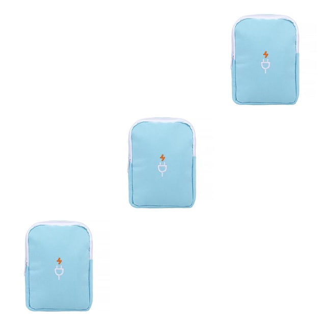 Yuarrent Bolsa de almacenamiento para cables de carga, organizador de viaje para senderismo, bolsas portátiles con cremallera, estuche de lago azul 3Conjunto