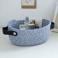thumbnail image 4 of Hovmgk Storage Basket Rope Bin, Woven Organizer Box with Leather Handles for Entryway & Living Room, Large Household Storage Container, Stylish Organizer for Home, White/Gray/Navy Blue/Khaki, 4 of 5