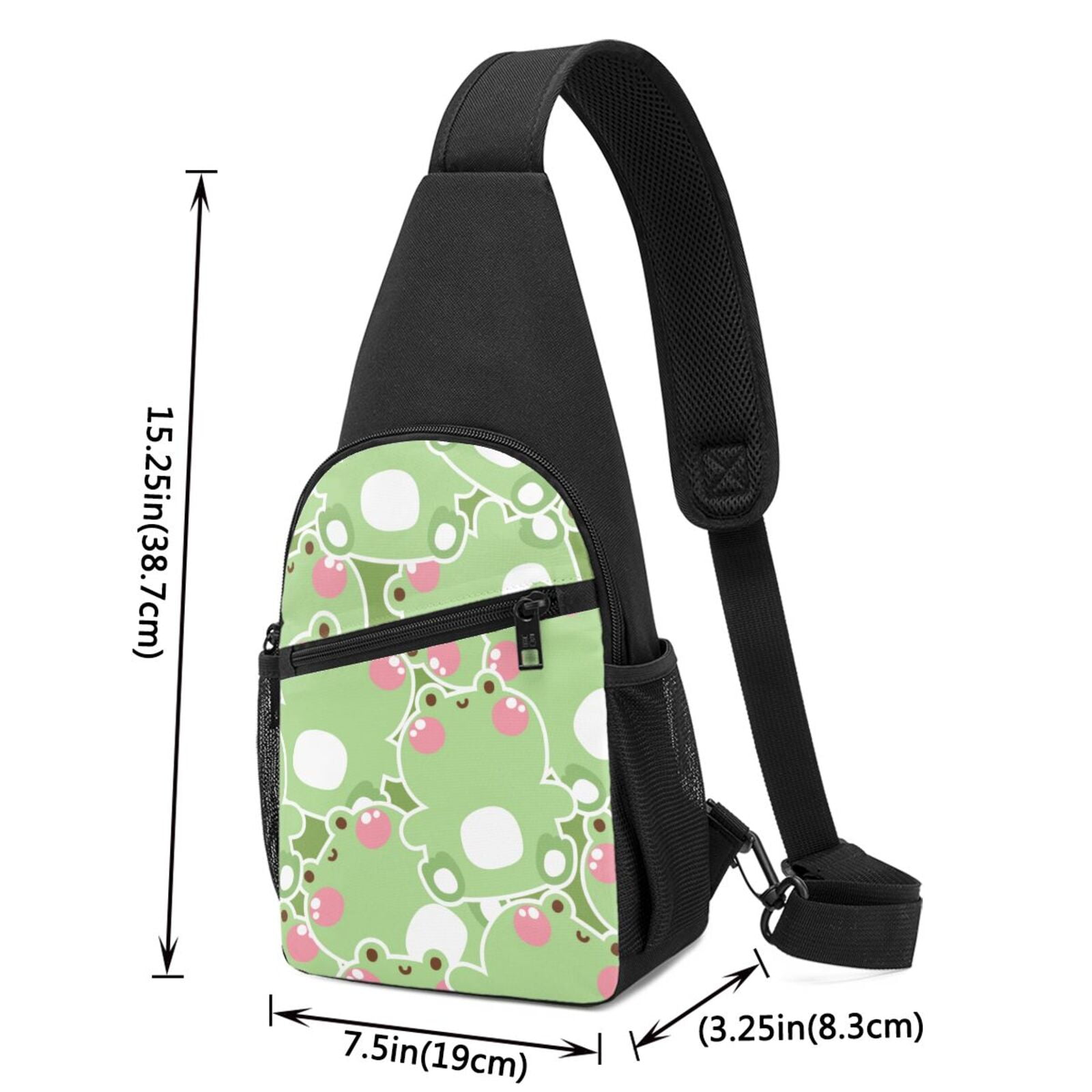 Xecao's Cute Frog2 Print Sling Bag: A Versatile Chest, Shoulder, and Crossbody Backpack for Casual Days Out, Perfect for Both Men and Women