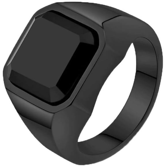 Zephyriana Stainless Steel Personality Trending Inlaid Black Gemstones Domineering Wedding Ring