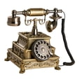 thumbnail image 3 of Teléfono retro con cable, dial giratorio, decorativo, novedoso, con remarcación, adorno de escritorio, teléfono antiguo para sala de estar, cafetería, Bronce, 3 of 8