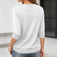 thumbnail image 4 of HAYIMI Women Crew Neck Short Sleeve Knit Tops Hollow Texture Ribbed Casual Spring Summer Pullover Sweater Dailywear, 4 of 5