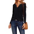 thumbnail image 2 of Guardurnaity Camiseta de mujer Blusa casual de manga larga con cuello en V de color sólido Prendas para la parte del cuerpo Negro SG Guardurnaity AP003436-04, 2 of 6