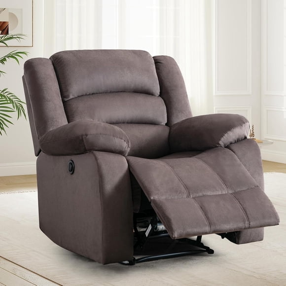 Bonzy Home Power Recliner Chair, Fabric Electric Reclining Chair with Overstuffed Cushion and Back, Comfy Oversized Recliners for Living Room, Bedroom, Adults, Brown