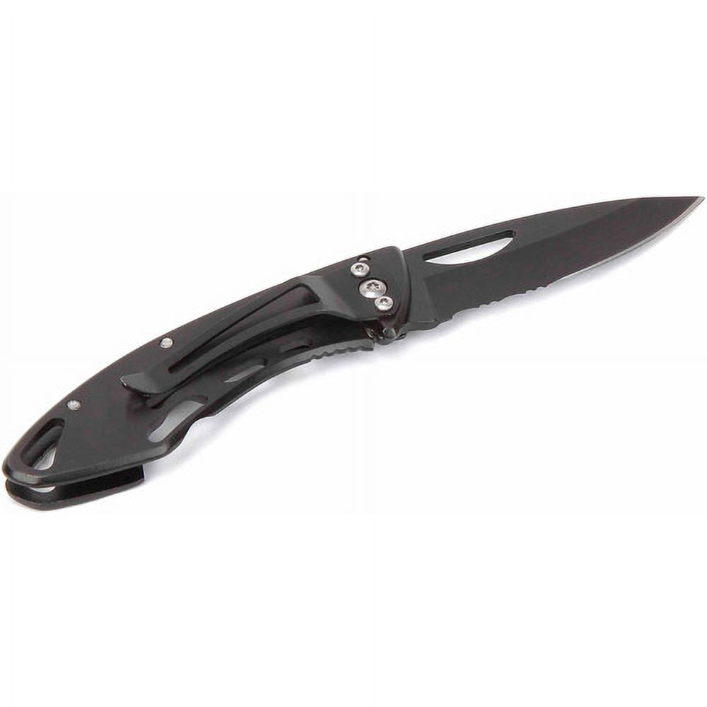 Sheffield 2.75" Black Serrated Folding Knife with Pocket Clip - image 2 of 3