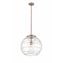 221-1S-AC-G1213-16-Innovations Lighting-Athens Deco Swirl - 1 Light Pendant In Industrial Style-17.13 Inches Tall and 15.75 Inches Wide-Antique Copper