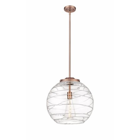 221-1S-AC-G1213-16-Innovations Lighting-Athens Deco Swirl - 1 Light Pendant In Industrial Style-17.13 Inches Tall and 15.75 Inches Wide-Antique Copper