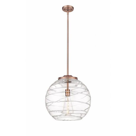 221-1S-AC-G1213-16-Innovations Lighting-Athens Deco Swirl - 1 Light Pendant In Industrial Style-17.13 Inches Tall and 15.75 Inches Wide-Antique Copper