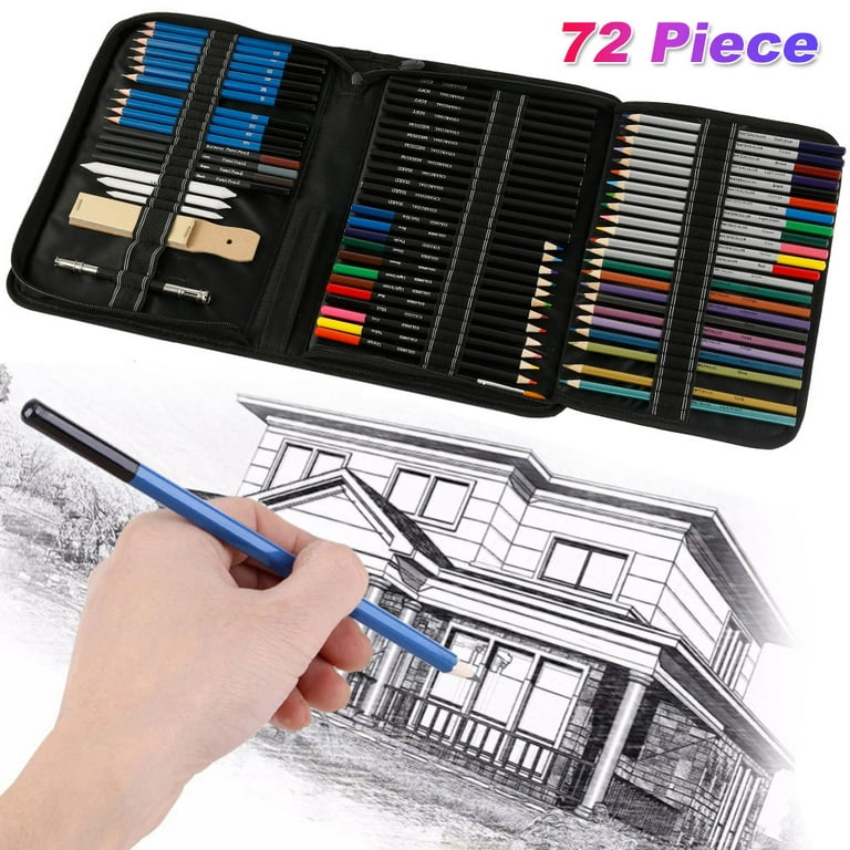Lartique Art Supplies, 72 Piece Drawing Kit with Drawing Pencils