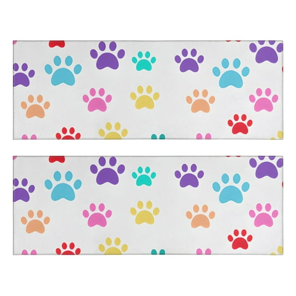 Kitchen Rugs Sets Of 2,Colorful Dog Paw Footprint Anti Fatigue Kitchen Mat Rugs Non Slip Washable,Decorative Kitchen Floor Mats for Kitchen,Sink,Laundry,17"X47"