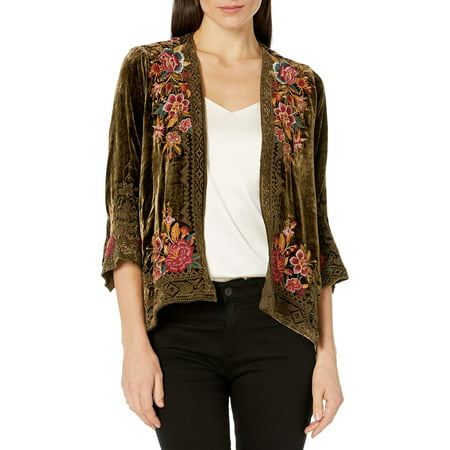 JWLA - JWLA By Johnny Was Women's Velvet Bolero with Floral Embroidery ...
