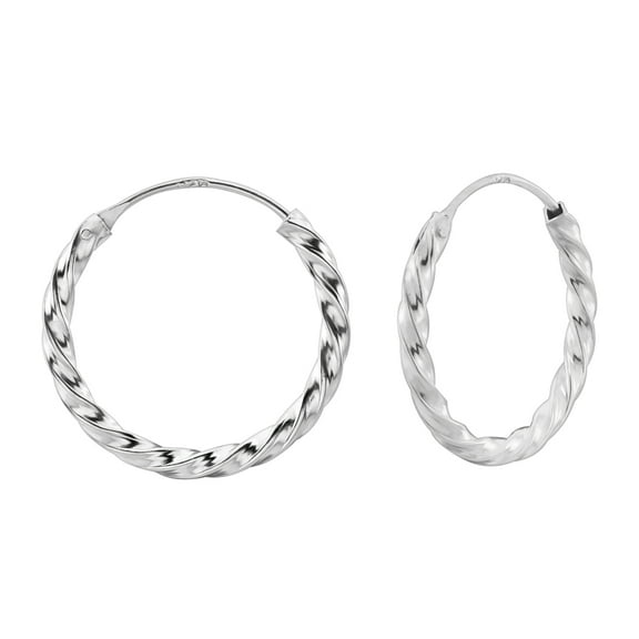 925 Sterling Silver 20mm Twisted Hoop Earrings