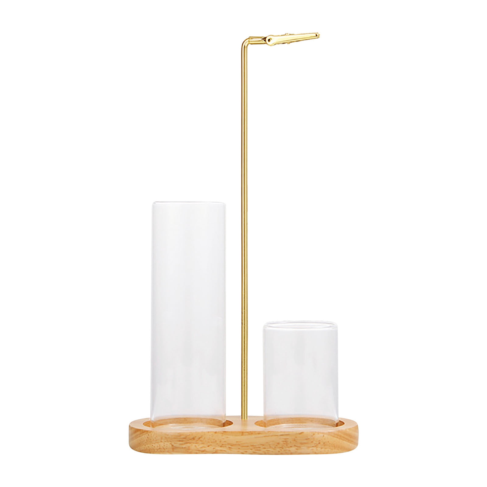 2 in 1 Incense Holder Solid Rubber Wood 8-Shaped Base | Glass Cup Ash Catcher | Secure Clip Metal Arm | For Meditation | Clean Burning | Single Pack