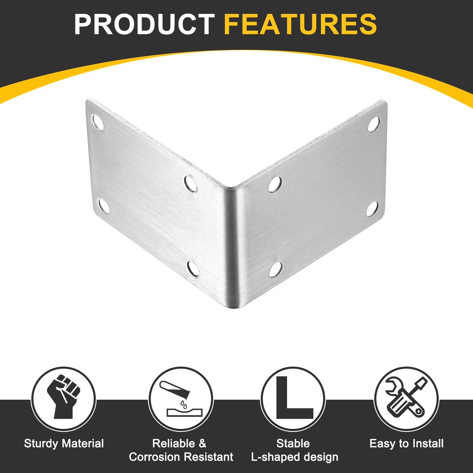 6Pcs L-Shaped Brackets Corner Brace, 2.76"x2.76"x1.89" Corner Bracket Shelf Bracket Right Angle Brackets for Wood Shelves Furniture (70x70x48mm, Silver)