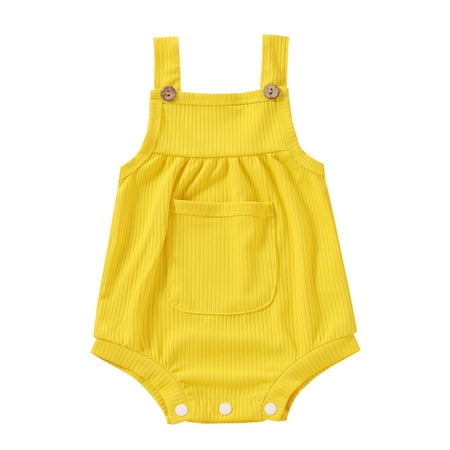 

QWERTYU Newborn Infant Baby Toddler Sleeveless Suspenders Ribbed Bodysuit for Girl Boy 0-18M