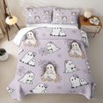 thumbnail image 2 of Homewish Cute Spooky Animal Quilt Full for Girls, Halloween Ghost Full Bedspread Sets, Lilac White, 3pcs 1 Bedspread and 2 Pillowcases, 2 of 7