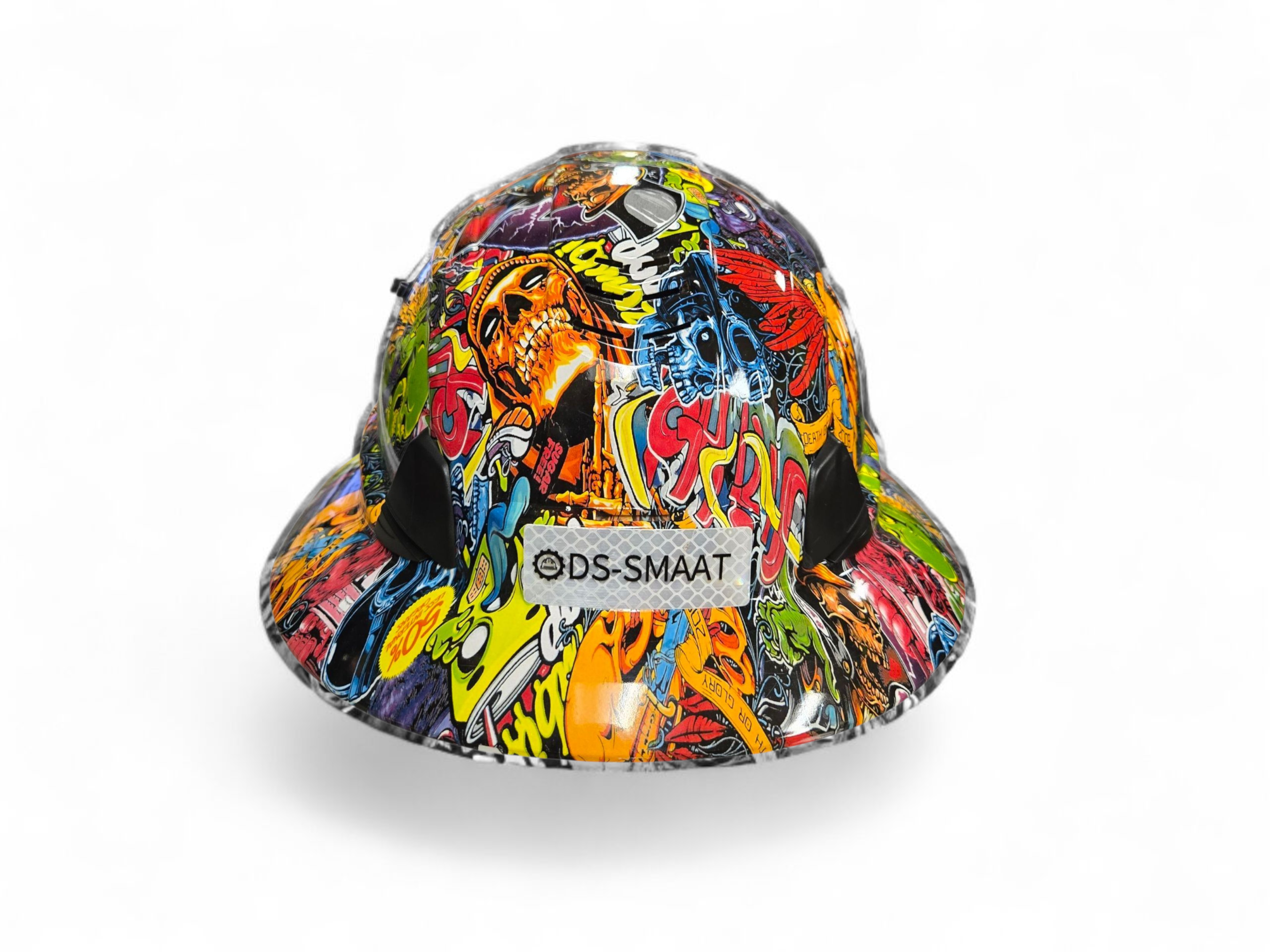 HDPE Hydro Dipped  Graffiti  Full Brim Hard Hat with Fas-trac Suspension