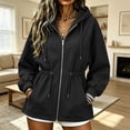 thumbnail image 4 of Mifsaly Oversized Zip Up Hoodie Women Cinched Waist Hooded Sweatshirt Lightweight Casual Long Sleeve Athletic Jacket with Drawstring and Pockets Black,S, 4 of 7