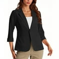 thumbnail image 3 of qucoqpe Blazers for Women Fall Fashion 2025 Lightweight 3/4 Sleeve Slim Elegant Casual Business Work Jacket Cozy Lapel Button Blazer Coat with Pockets, 3 of 7
