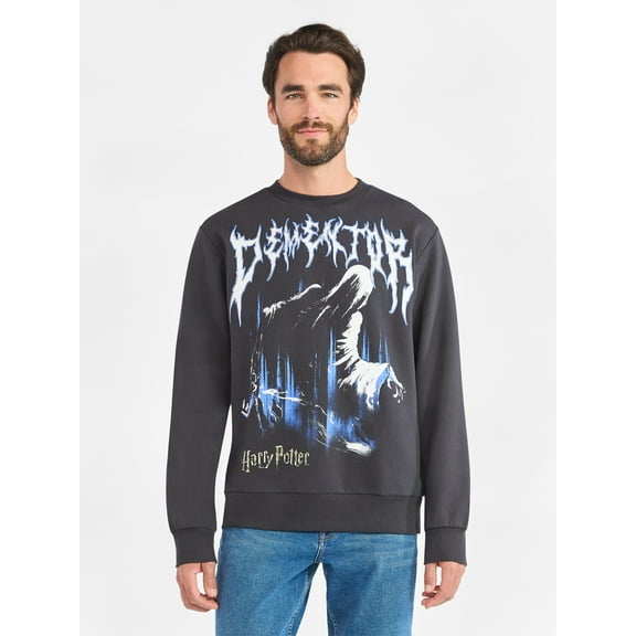 Harry Potter Men's and Big Men's Dementor Front Back Graphic Sweatshirt with Long Sleeves, Sizes S-3XL