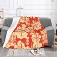 thumbnail image 2 of XMXT Flannel Throw Blanket for Couch, Orange Hawaiian Print Bed Sofa Decor Blankets for Home Bedroom, 50 x 40 inches, 2 of 9