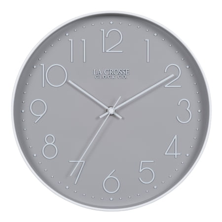 La Crosse Clock Co. 12-inch Everly Gray Silent Quartz Analog Clock 404-3831-Int