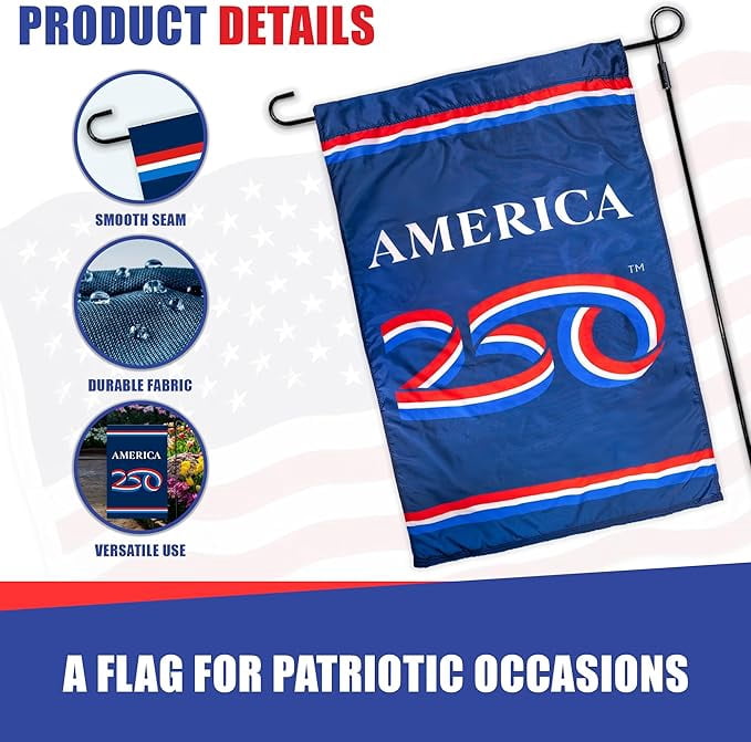 USA 250th Anniversary Banner Flag 2.5ft x 4ft | USA-Made Nyl-Glo Nylon Outdoor Flag | Durable Canvas Header and Brass Grommets | UV Resistant Colors | Special Edition 250 Celebration Flag