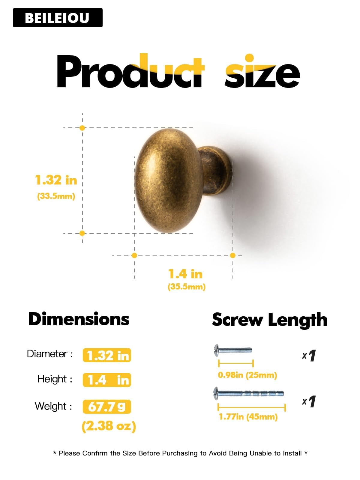 Oval Antique Brass Cabinet Knobs, Zinc Alloy for Drawer Knobs for Dresser Cupboard Wardrobe (5, Antique Brass, Egg knob)