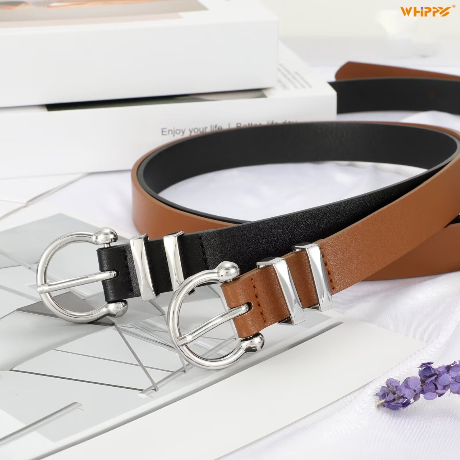 WHIPPY Cintura da donna in pelle per jeans, abiti, pantaloni