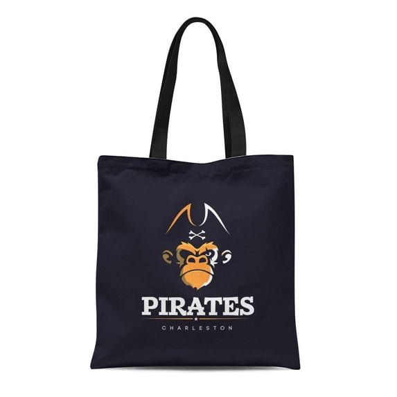 ASHLEIGH Canvas Tote Bag Monkey Modern Professional Sign Pirates Mascot Skull Character Gorilla Durable Reusable Shopping Shoulder Grocery Bag