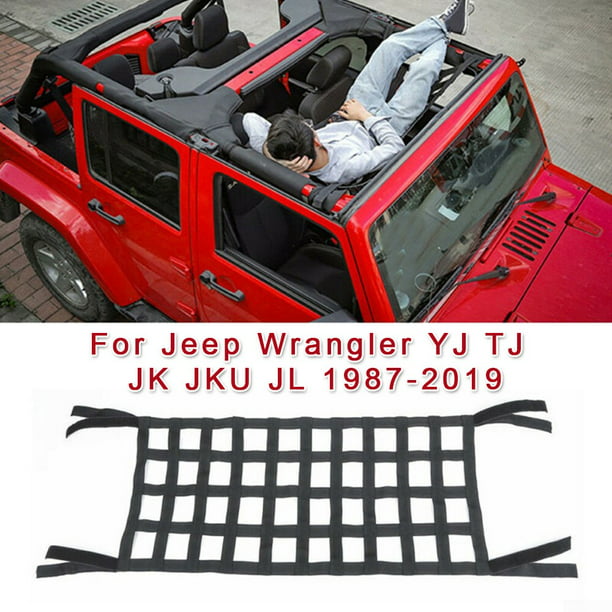 For Jeep Wrangler Yj Tj Jk New Multifunction Mesh Cargo Net Roof Hammock Duable Com - Jeep Jk Diy Cargo Net Top