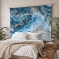 thumbnail image 3 of Blue Gold Marble Large Tapestry for Bedroom Wall Hanging Tapestry, Modern Abstract Geometric Gradient Ceiling Backdrop Tapestries Poster Blanket Wall Decor for Teens Room Living Room Dorm 100" x 59", 3 of 8