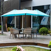 15ft Patio Umbrella With Solar Led Lighted,Double-Sided Outdoor Umbrella for Garden Extra Large
