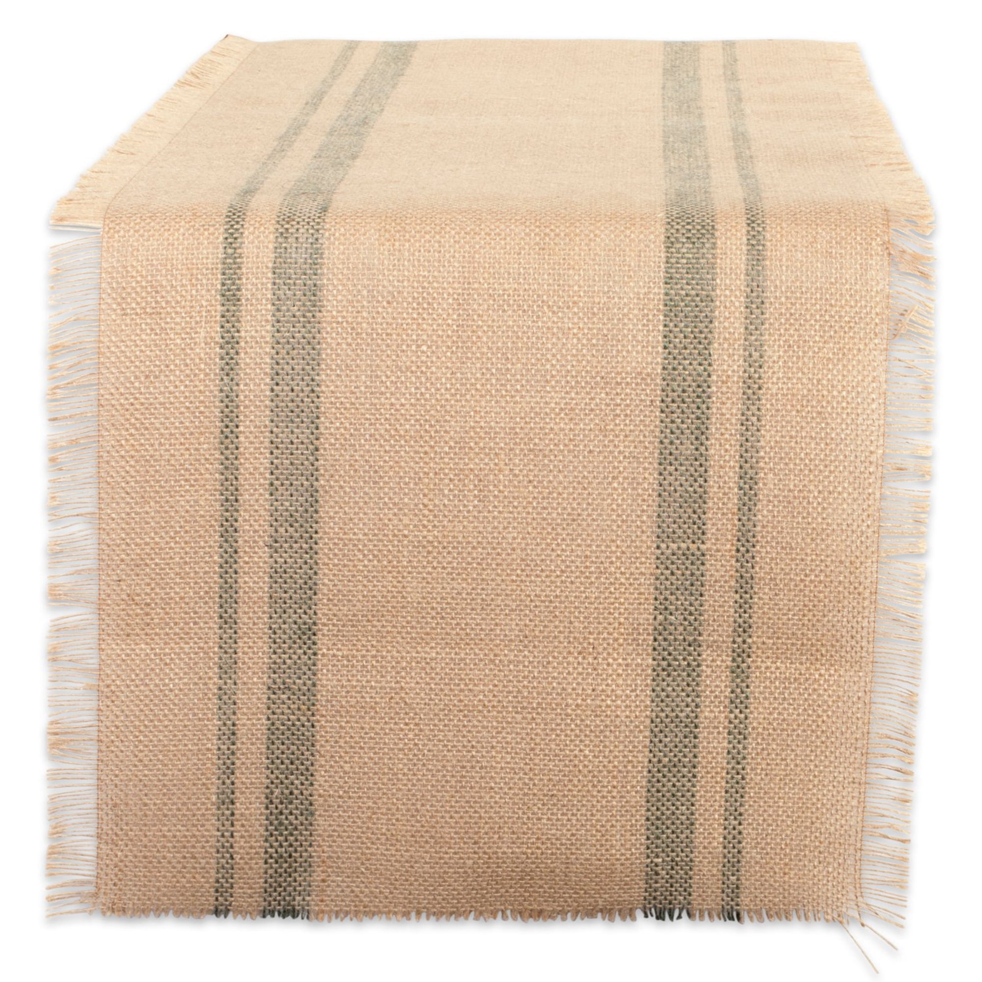 DII 14x72" Jute/Burlap Table Runner, Border Artichoke Green Perfect