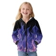 thumbnail image 2 of FKELYI Kids Fleece Hoodies Zip Up Front Hooded Sweatshirt with Side Pockets Boys Girls Fall Top Purple Flame Print Winter Clouthes, S, 2 of 6