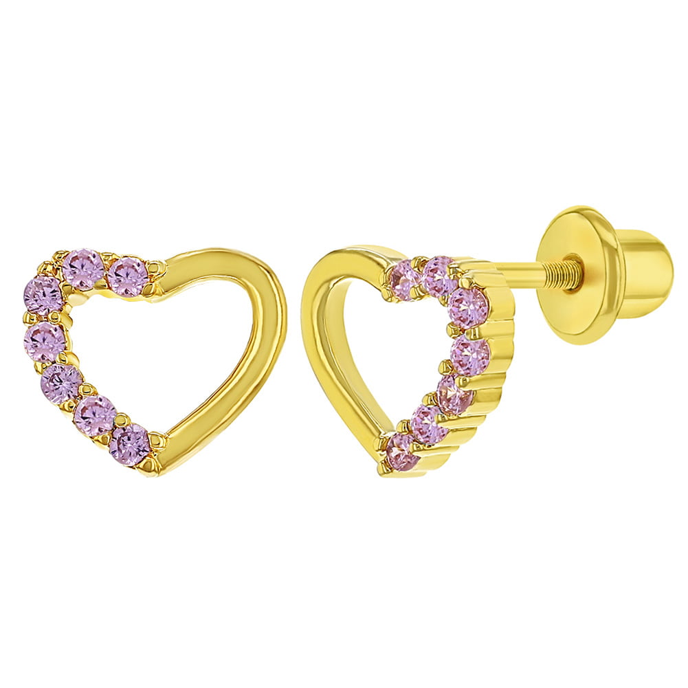 Kid's Sweet Enamel Cherry Screw Back Earrings in 14K Gold | Jewelry Vine