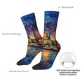 thumbnail image 4 of Haiem Neon Shanghai Cityscape Night Pattern Crew Socks – Soft & Durable Moisture-wicking Socks, Stay-Up Fit for Business, Work, and Casual Wear Size 5-11, 4 of 6