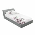 thumbnail image 3 of Floral Bedding Set with Sheet & Covers, Grunge Flower Motif with Swirled Leaves Florets Paintbrush Illustration, Printed Bedroom Decor 2 Shams, 4 Sizes, Black Pale Pink Mint, by Ambesonne, 3 of 3